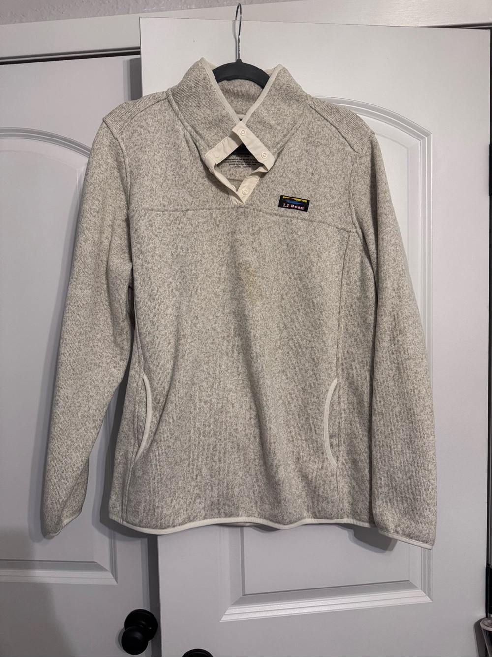 L.L. Bean Women’s Heathered Cream Snap-Front Fleece Pullover